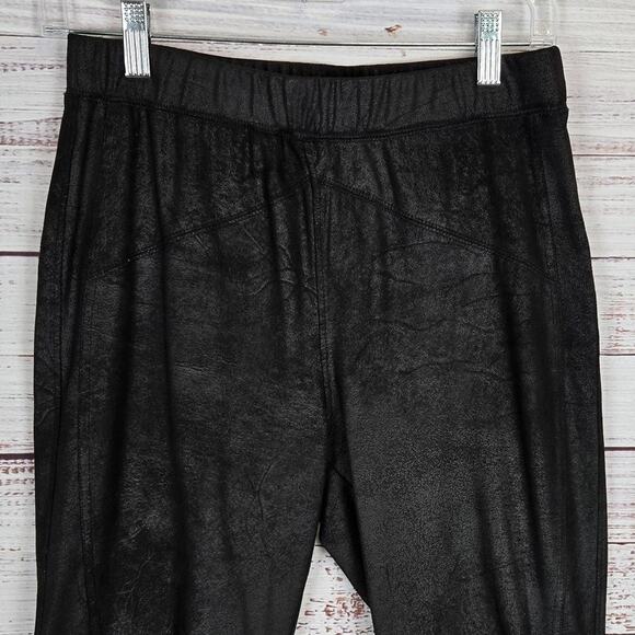 Free People Midnight Vegan Suede Pants S Black Pull On Leggings Stretchy Moto - Picture 3 of 12